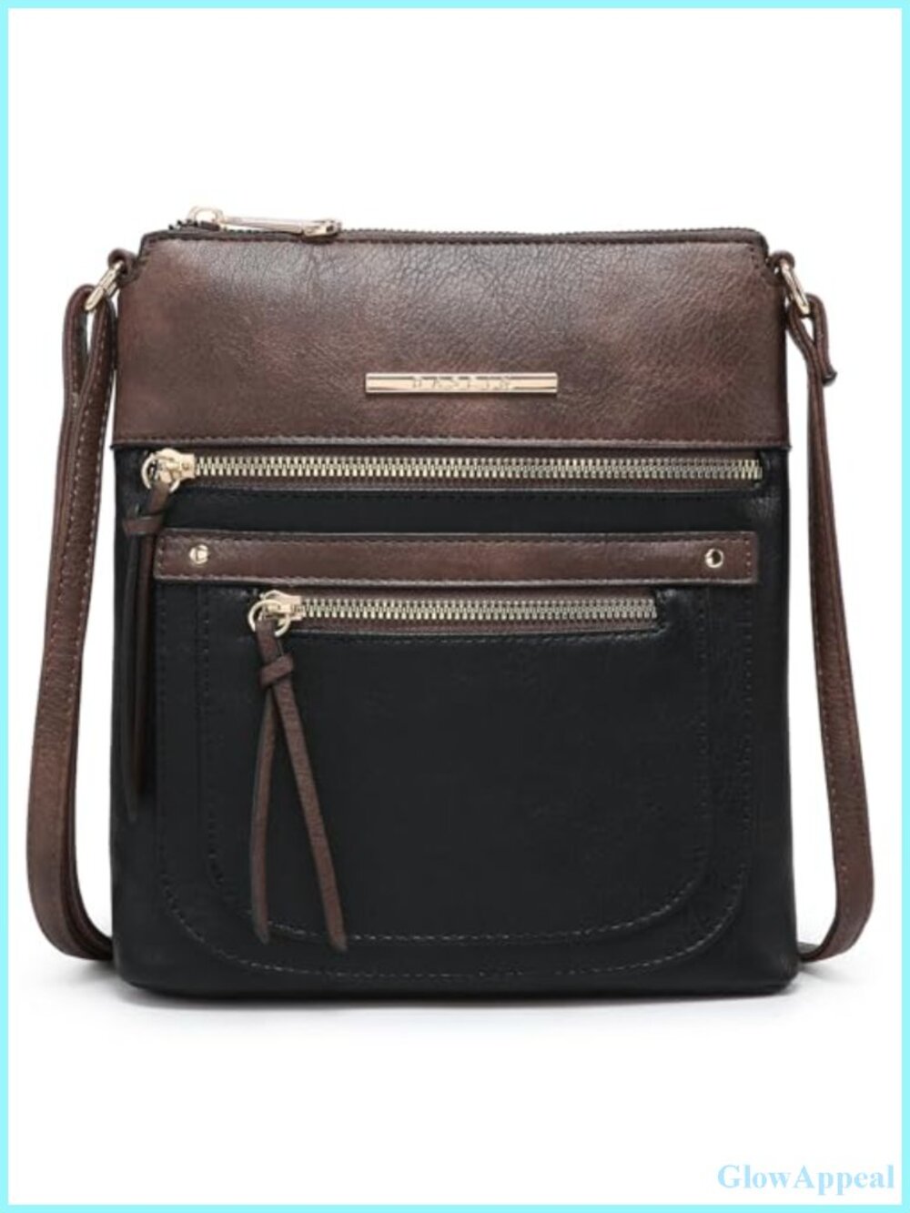 Vegan Leather Crossbody Purse Multi Zipper Pockets Messenger Bag